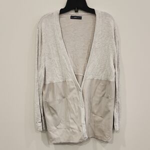Zara Women's Light Gray Half Leather Cardigan, Size L
